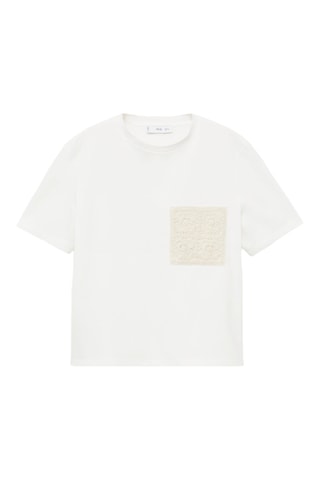 T-shirt manches courtes poche en crochet - Blanc