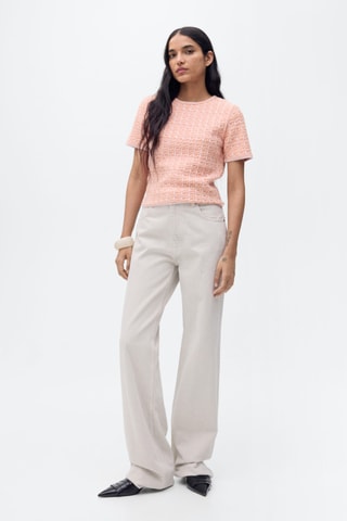 Pull tweed manches courtes - Rose