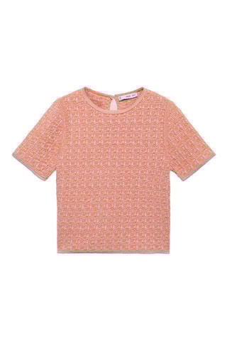 Pull tweed manches courtes - Rose