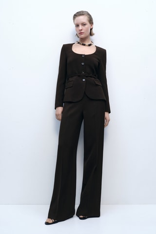 Blazer costume ceinture - Chocolat