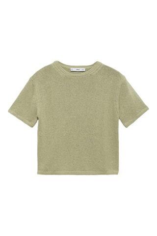 Pull en maille de coton manches courtes - Vert d'eau