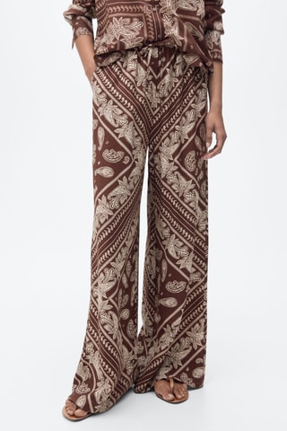 Pantalon large imprimé cachemire - Marron
