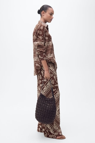 Pantalon large imprimé cachemire - Marron