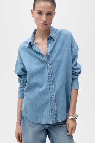 Chemise denim oversize - Bleu