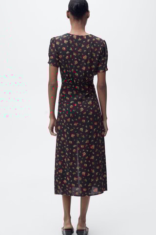 Robe midi fleurs - Noir