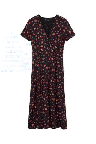 Robe midi fleurs - Noir