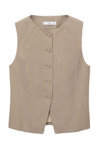 Gilet de costume lyocell à rayures - Marron