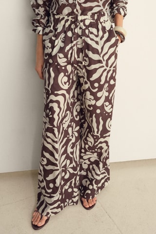 Pantalon imprimé coton - Marron