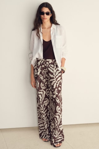 Pantalon imprimé coton - Marron