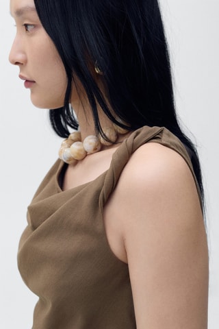 Top asymétrique à bretelle drapé - Marron