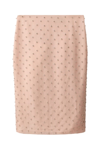 Jupe midi ornements cristaux - Rose