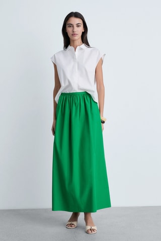 Jupe coton évasée - Vert