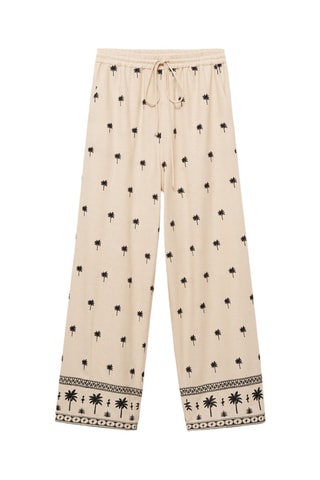 Pantalon droit brodé - Beige