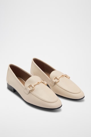 Mocassins cuir boucle - Ecru