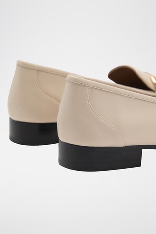 Mocassins cuir boucle - Ecru