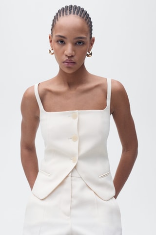 Gilet costume dos nu - Ecru