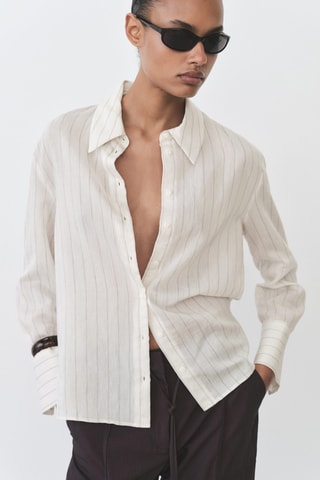 Chemise imprimée rayures - Ecru