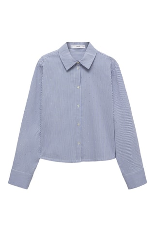 Chemise rayée avec détail strass - Bleu ciel