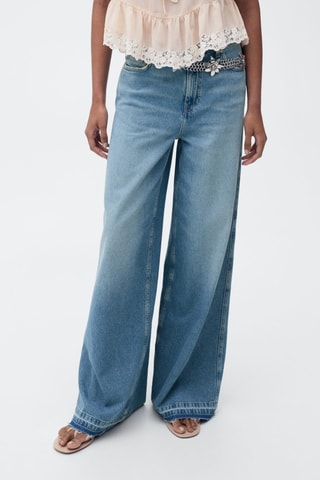 Jean wideleg revers effilochés - Bleu