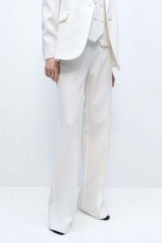 Pantalon de costume droit taille haute - Ecru