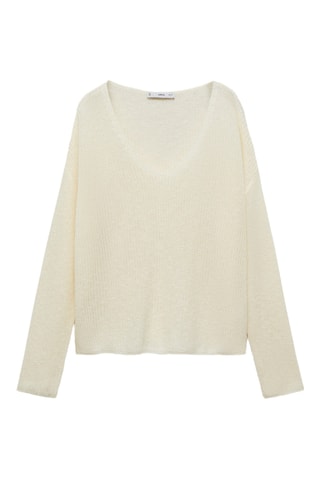 Pull-over maille col en V - Ecru