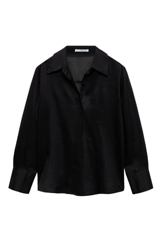 Chemise ramie boutons dissimulés - Noir