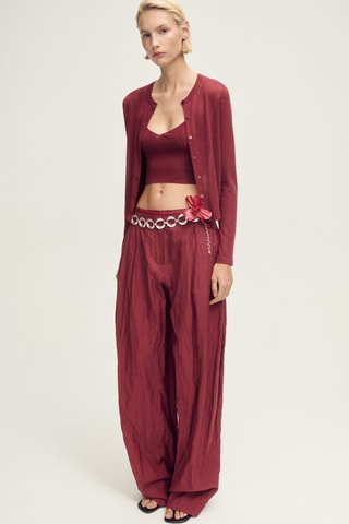 Cardigan droit maille fine - Bordeaux