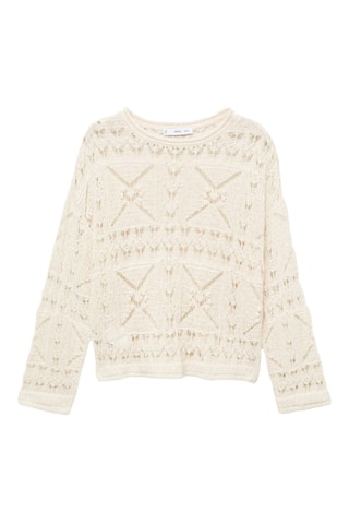 Pull-over oversize maille ajourée - Ecru
