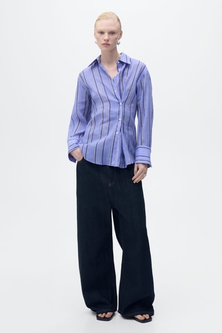 Chemise rayée avec fermeture multiposition - Bleu