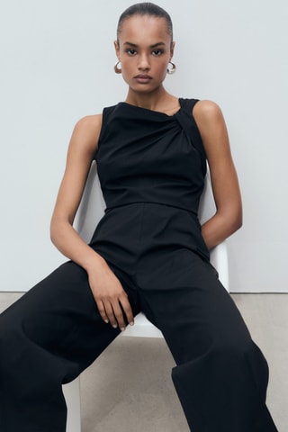 Combinaison jupe-culotte col bénitier - Noir