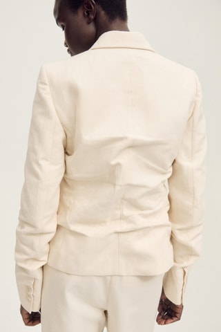 Blazer de costume lin mélangé effet froissé - Ecru