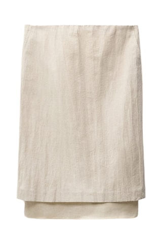 Jupe midi en lin mélangé combinée - Gris clair