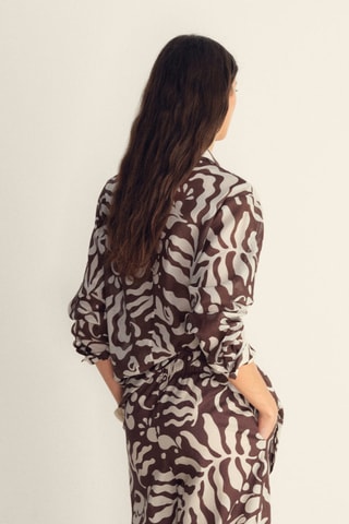 Chemise coton imprimée - Marron