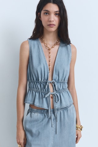 Pantalon palazzo lyocell - Bleu clair