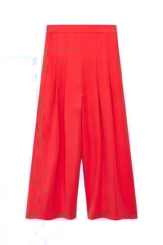Pantalon wideleg plissé - Rouge