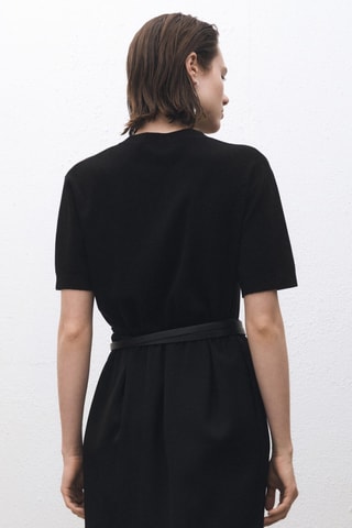 Pull laine mélangée manches courtes - Noir