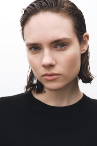 Pull laine mélangée manches courtes - Noir