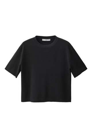 Pull laine mélangée manches courtes - Noir