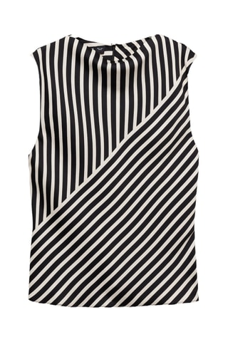 Chemisier col montant rayures - Noir