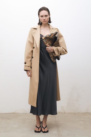 Robe soie encolure drapée - Anthracite