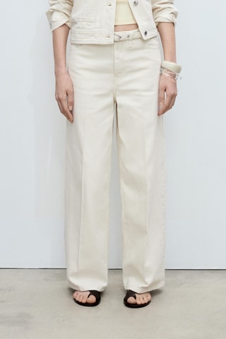 Jean wideleg ceinture - Ecru