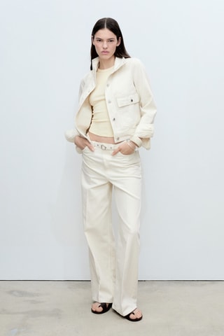 Jean wideleg ceinture - Ecru