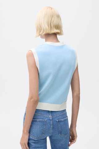 Gilet maille liserés contrastants - Turquoise