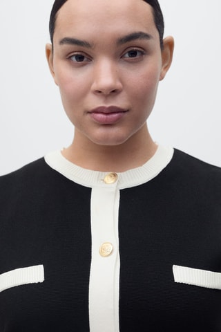 Gilet maille liserés contrastants - Noir