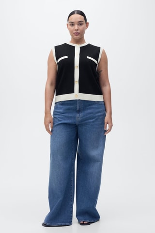 Gilet maille liserés contrastants - Noir