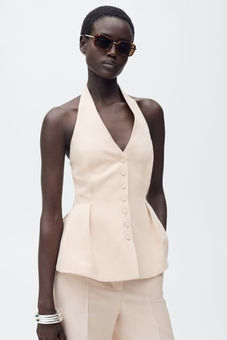 Gilet emmanchures américaines pinces - Nude
