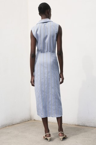 Robe chemise drapée - Bleu