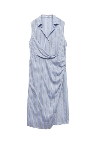 Robe chemise drapée - Bleu