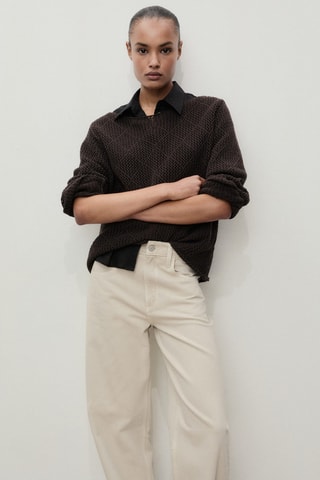 Jean balloon taille haute - Sable