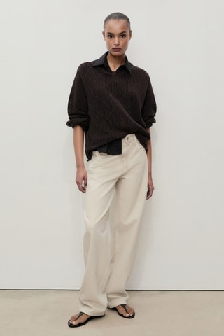 Jean balloon taille haute - Sable